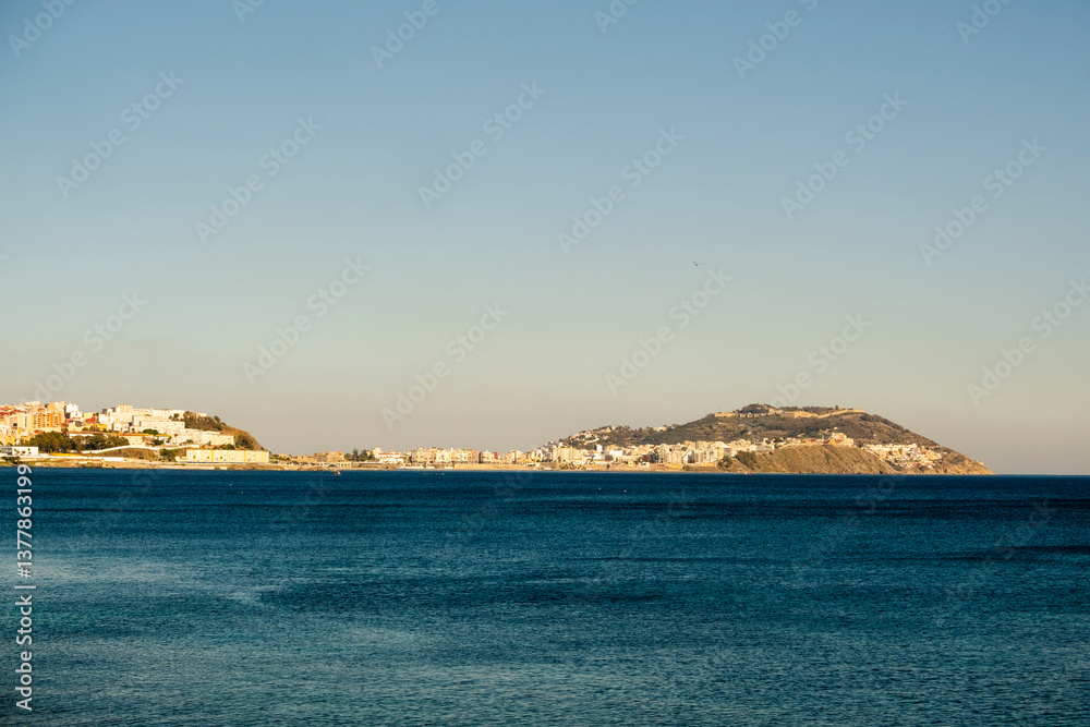 beautiful view from Fnideq to Ceuta on a sunny day, Africa