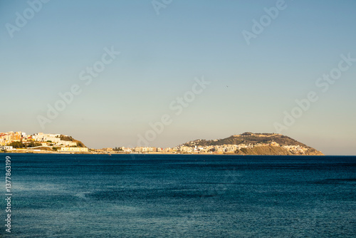 Obraz na płótnie beautiful view from Fnideq to Ceuta on a sunny day, Africa w salonie