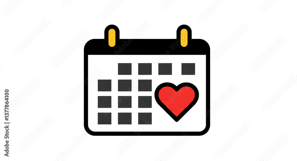 Isolated Calendar with Heart Love Date Planning Isolated Calendar with Heart Love Date Planning