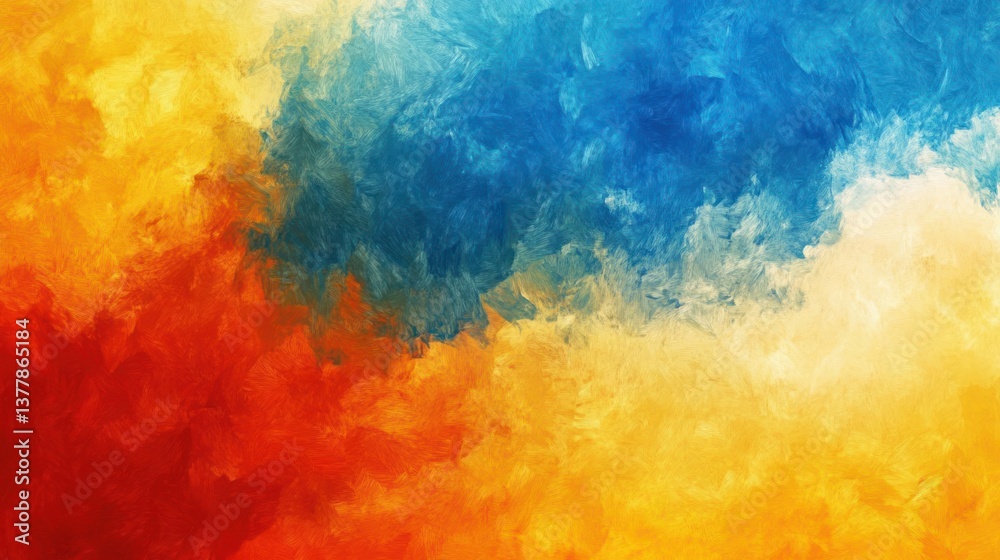 Fototapeta premium Abstract Colorful Swirls: A Vivid Blend of Blue, Orange, and Yellow Hues