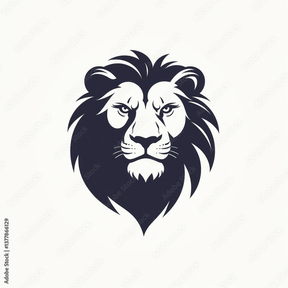 Fototapeta premium Minimalist lion head logo, modern abstract icon, clean professional branding, vector