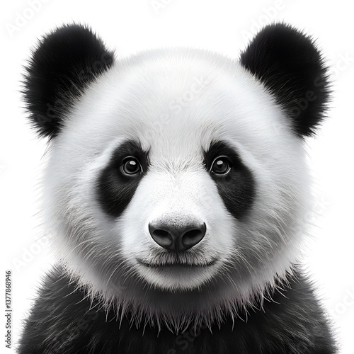 Adorable panda bear face close up portrait wildlife animal photography stock image transparent background