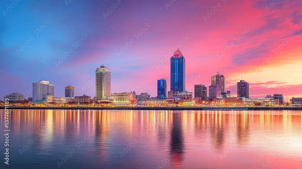 Obraz premium Stunning Sunset over Savannah, Georgia Skyline
