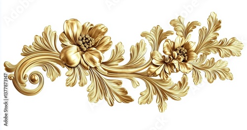 Elegant Gold Floral Motif Adorning Antique Frame with Luxurious Detail