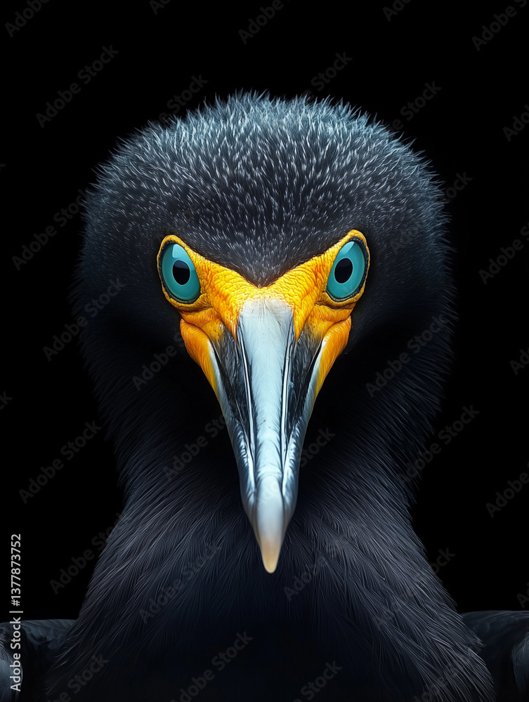 Fototapeta premium Cormorant bird frontal face portrait, National Geographic