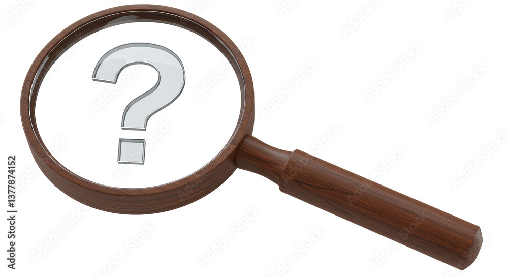 Isolated magnifying glass with question mark