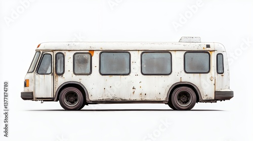 Weathered Vintage Bus in Profile View, Generative AI.