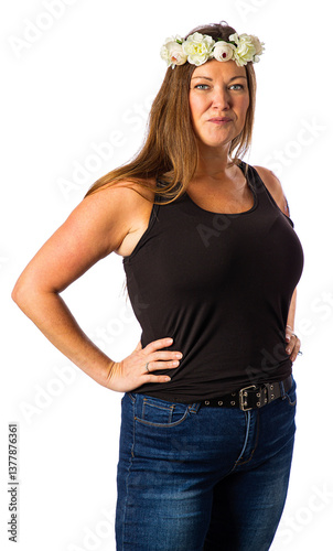 Strong woman with crown of flower