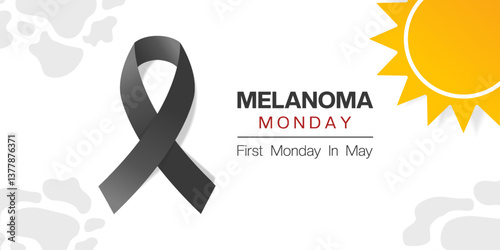 Melanoma Monday. Ribbon, sun and more. Great for posters, banners, social media and more. White background.