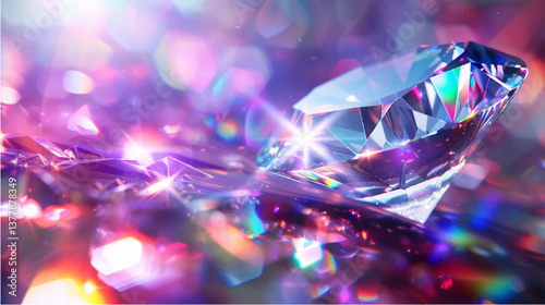 Glowing Crystal Vector Illustration with Sparkling Light Effects, Mystical and Abstract Design