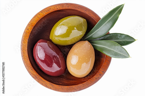 Assorted Olives in Wooden Bowl