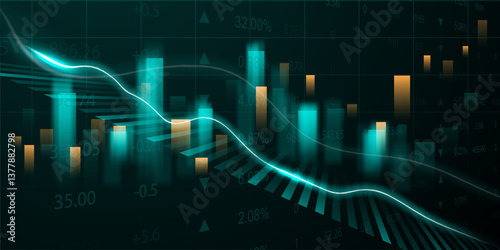 business vector illustration design Stock market charts or Forex trading charts for business and finance ideas.