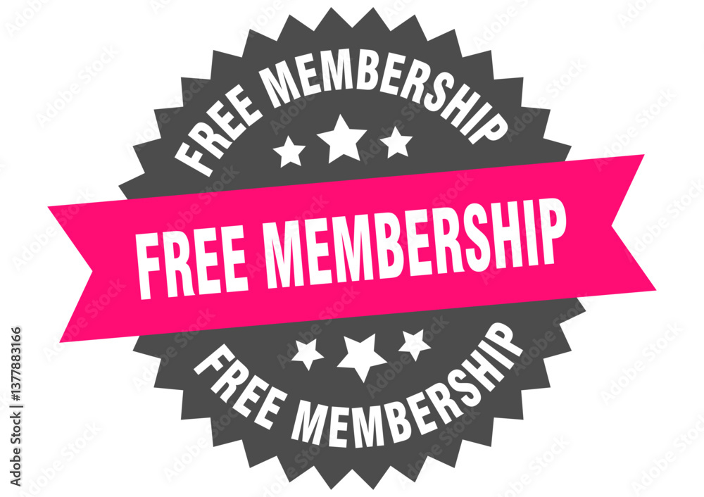 Obraz premium free membership. free membership round pink label isolated on transparent background