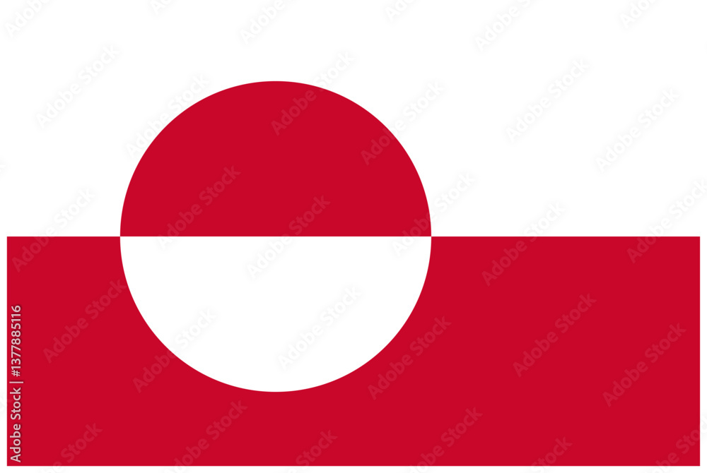 Flag of Greenland. Rectangular flag of Greenland with a white border. Vector illustration, EPS10