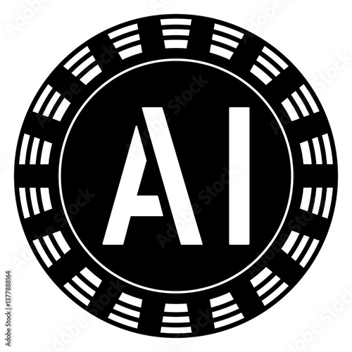 Artificial intelligence AI processor setting vector icon web site, logo, social media. vector