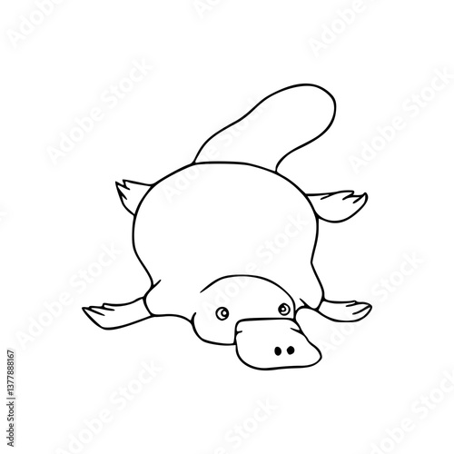 simple platypus line art drawing