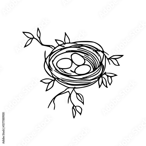 simple bird's nest line art