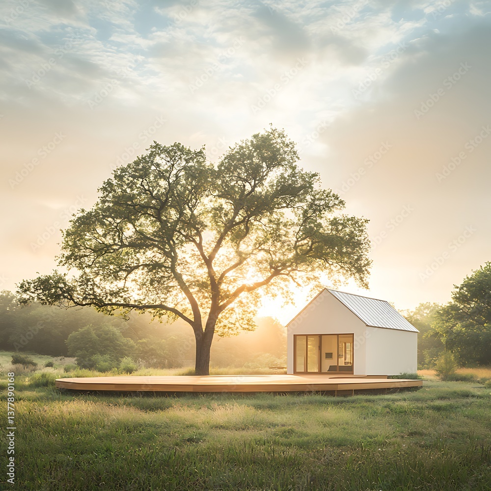 Fototapeta premium Sunrise Cabin for Texas Hill Country.