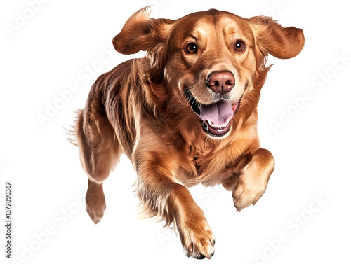 Happy Brown Dog Running Isolated Photo On Transparent Background