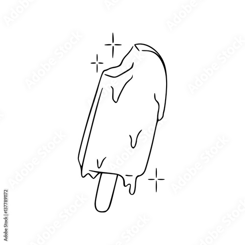melting popsicle with sparkles vector