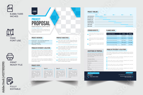 Business proposal brochure design template, Project Proposal, Technical Data Sheet layout template. Product Catalogue & modern Event Schedule conference design template, Minimalist product brochure 