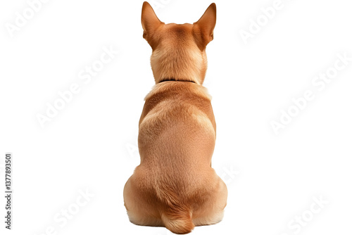 Isolated Brown Dog Photo Back View On Transparent Background