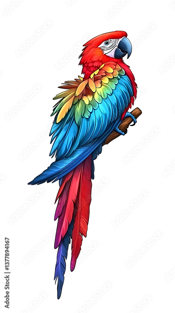 Fototapeta premium Isolated Colorful Pixelated Bird Parrot Illustration PNG Transparent Background