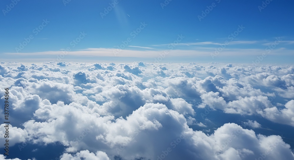 Naklejka premium 抜けるような青空と綿菓子のような雲海 美しい構図