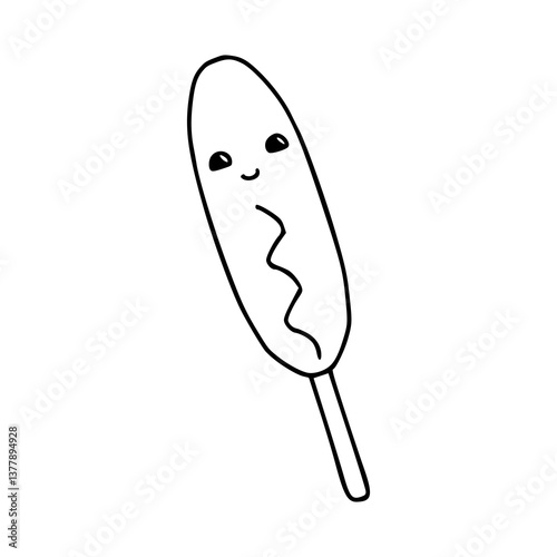 happy corn dog cartoon vector