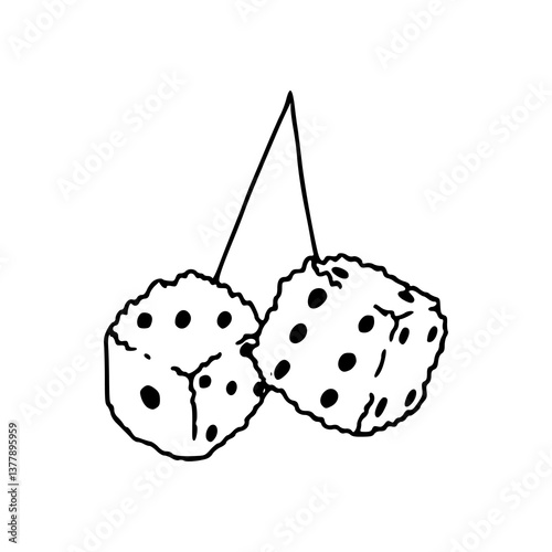 fuzzy dice charm outline