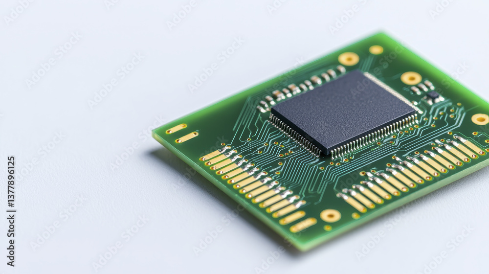 close up view of green circuit board featuring microchip, showcasing intricate electronic components and connections, symbolizing technology and close up view of green circuit board featuring microchip, showcasing intricate electronic components and connections, symbolizing technology and