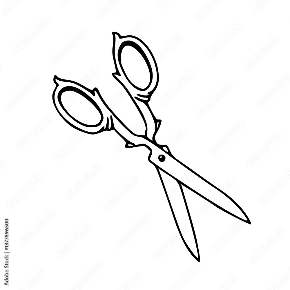 Fototapeta premium classic scissor vector drawing