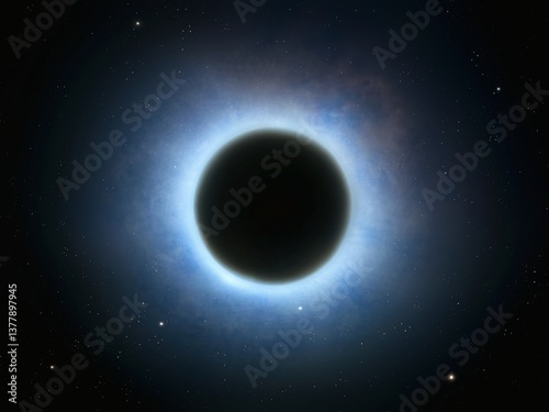 Obraz na płótnie Black Hole Shadow in Space. Singularity with powerful gravity absorbs light. Black Hole Event Horizon. w salonie
