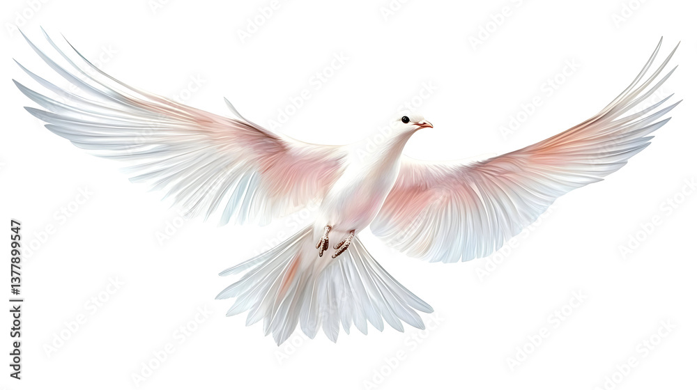 Obraz premium Isolated White Dove Illustration With Wings Spread on Transparent Background