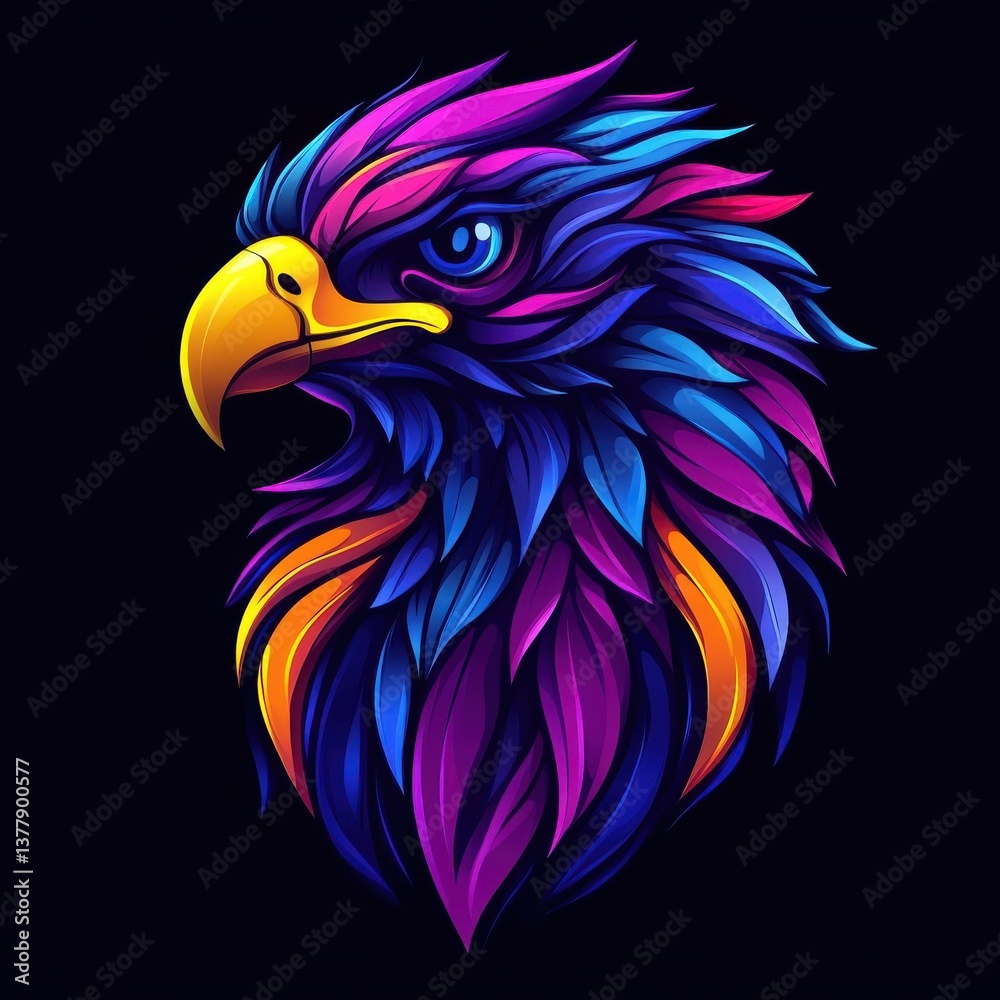 Fototapeta premium An eagle rendered in Morphism style, with smooth color transitions and abstract forms.