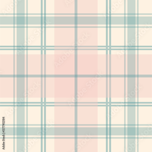 Seamless tartan plaid pattern in soft pastel beige and mint green. Classic checkered textile design for fabric, wallpaper, wrapping paper, and digital backgrounds.	