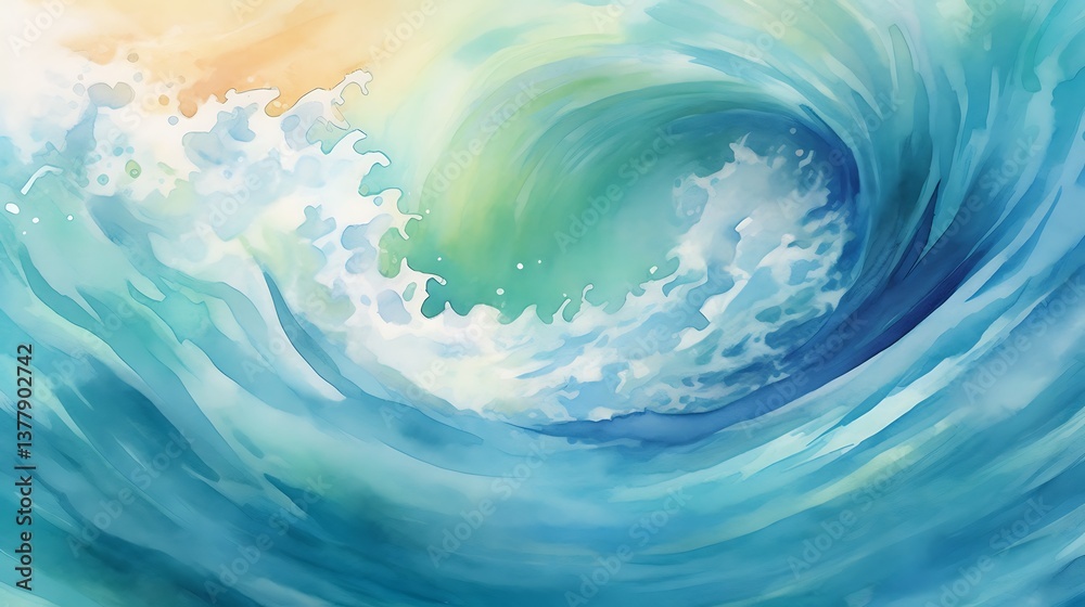 Abstract Watercolor Painting of an Ocean Wave Abstract Watercolor Painting of an Ocean Wave