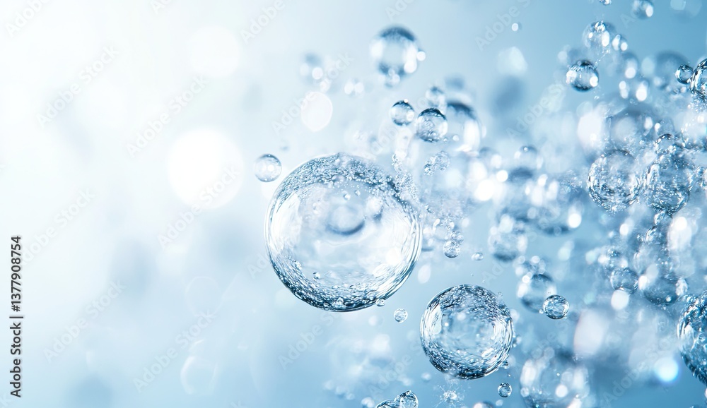 Clear water bubbles in motion