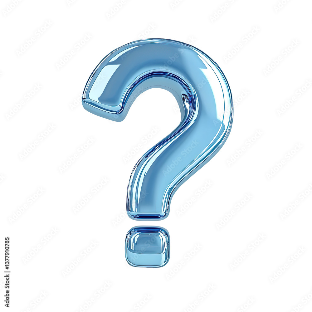 Naklejka premium 3D of a Shiny Blue Question Mark isolated on a white background