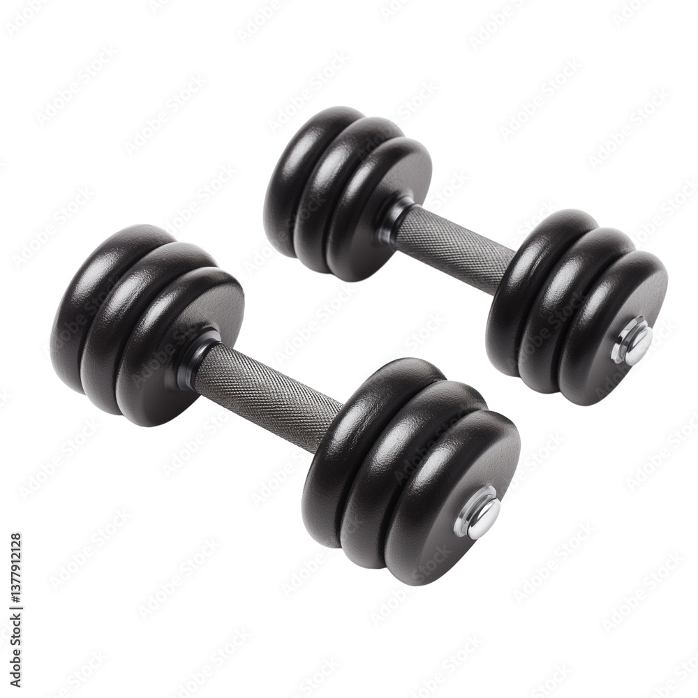 pair of black dumbbells isolated on transparent white background pair of black dumbbells isolated on transparent white background