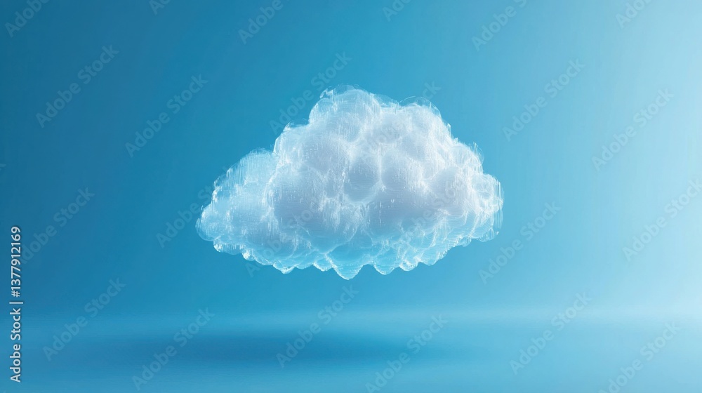 Single fluffy cloud gracefully floating in a clear blue sky representing peace and tranquility in nature Single fluffy cloud gracefully floating in a clear blue sky representing peace and tranquility in nature