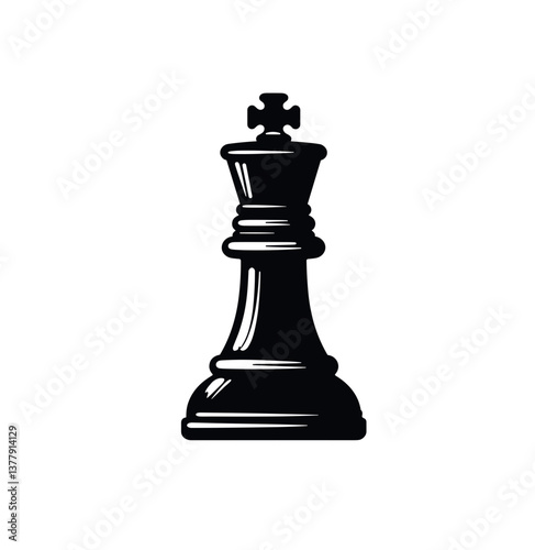 Black chess king piece icon on a plain background  