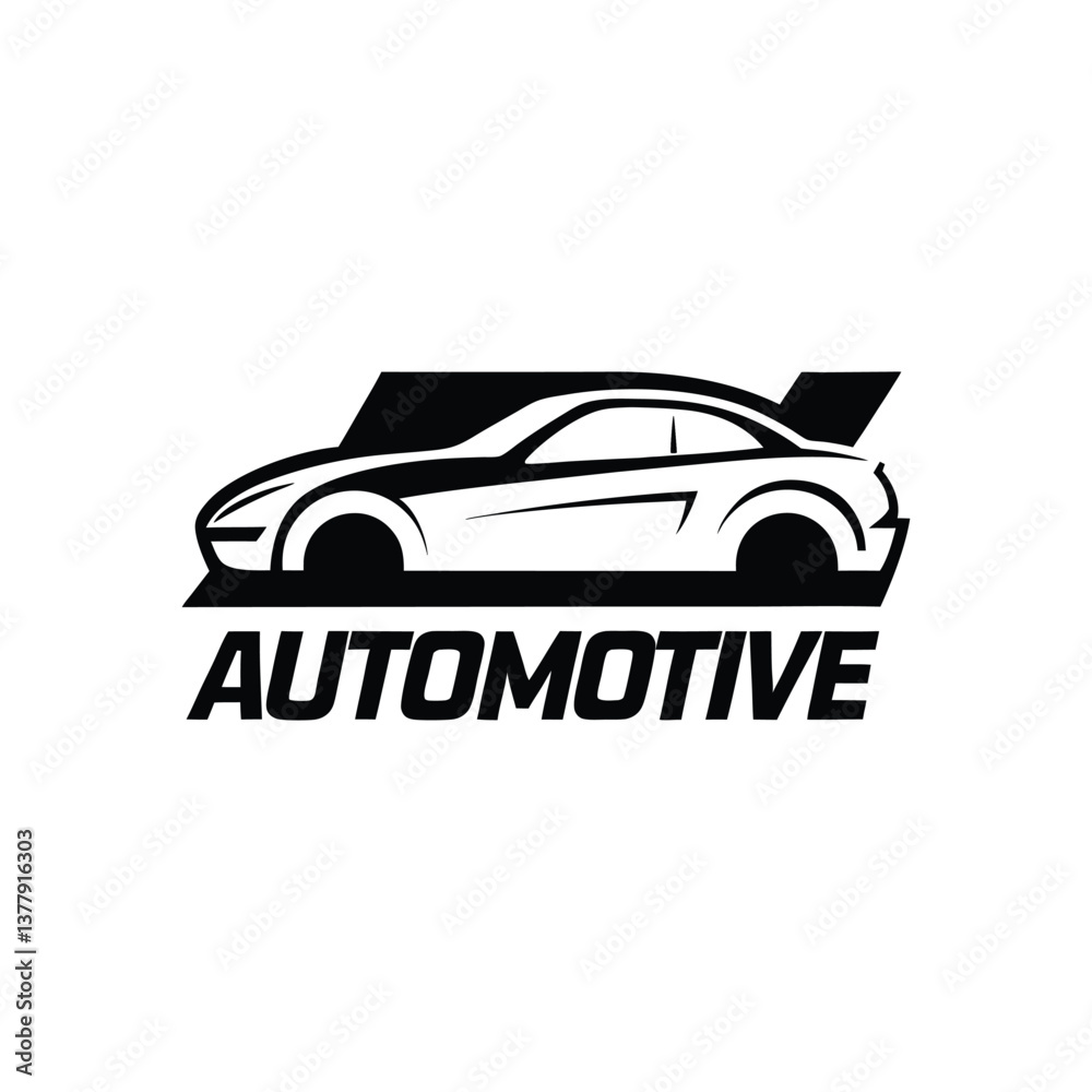 Obraz premium Black silhouette car logo text of Automotive