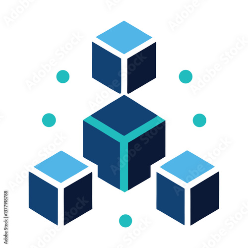 abstract blue cubes isolated