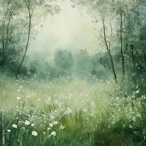 morning mist in the forest