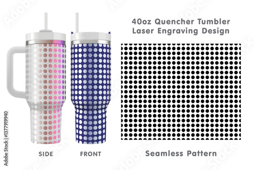 Seamless laser engraving design for 40oz quencher tumbler. Abstract tileable pattern. Full tumbler wrap. Vector illustration.