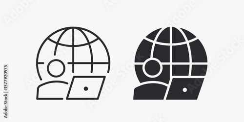 Remote work icons. Vector illustration. Symbol of global online collaboration.