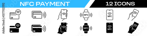 NFC payment. contactless payment icon set
