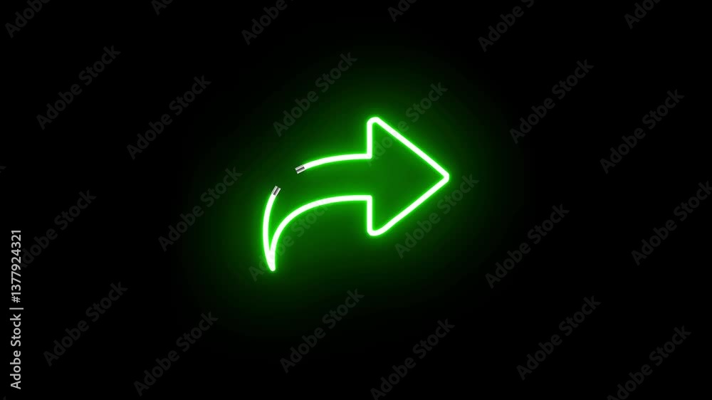 Glowing neon line icon isolated on black background. neon green arrow sign. 4K video animation graphics Glowing neon line icon isolated on black background. neon green arrow sign. 4K video animation graphics