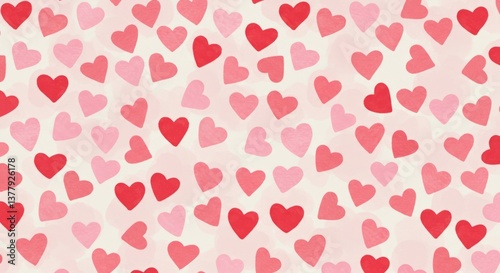 Wallpaper Mural Watercolor Hearts Pattern Torontodigital.ca